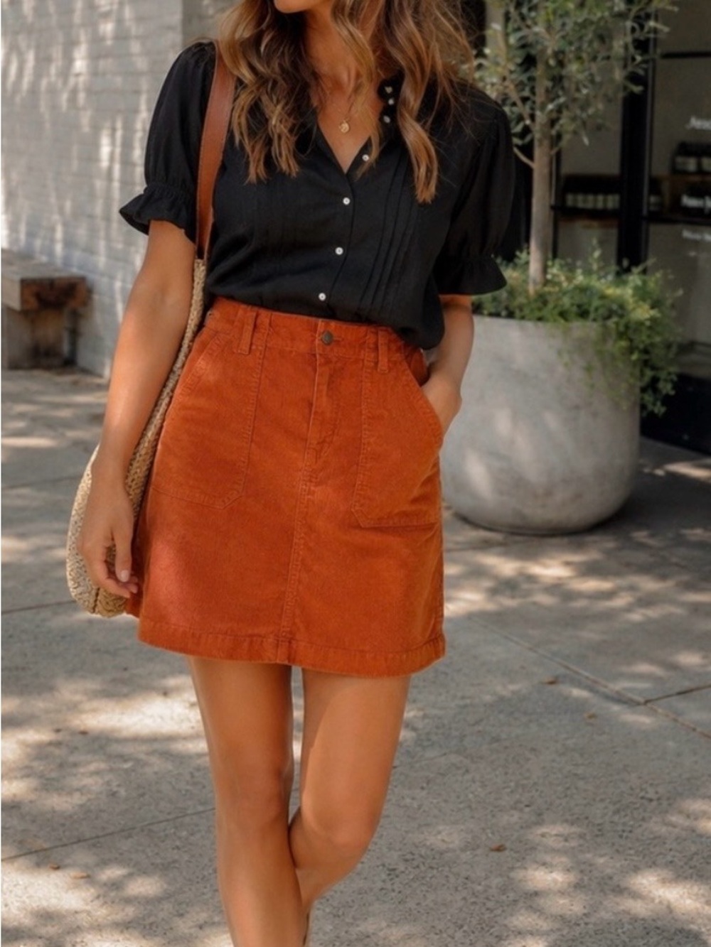 🩷 Old Navy Corduroy Mini Skirt in Rust Orange Size 10.